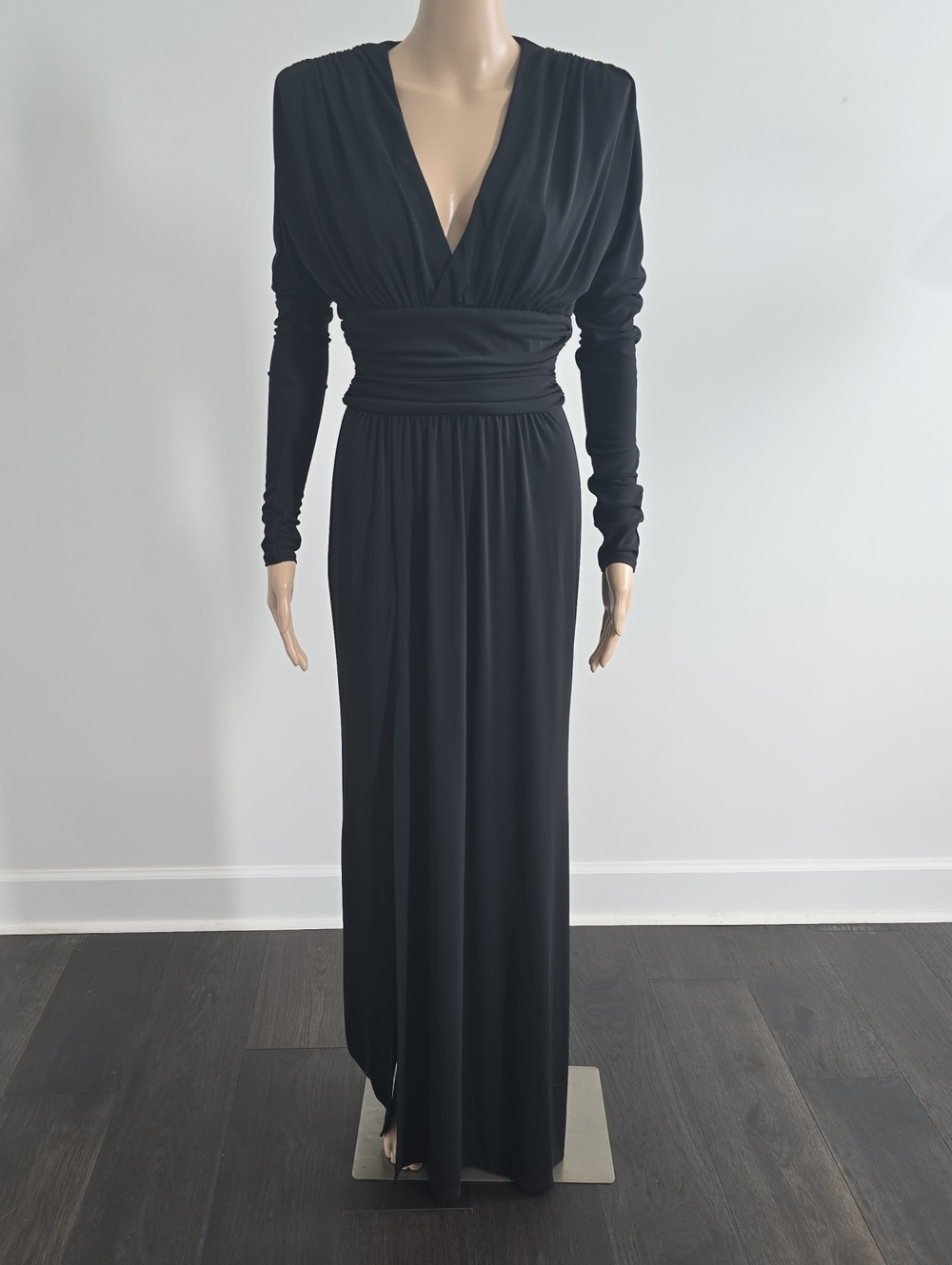 cinq a sept Black Long-Sleeve V-Neck Maxi Dress